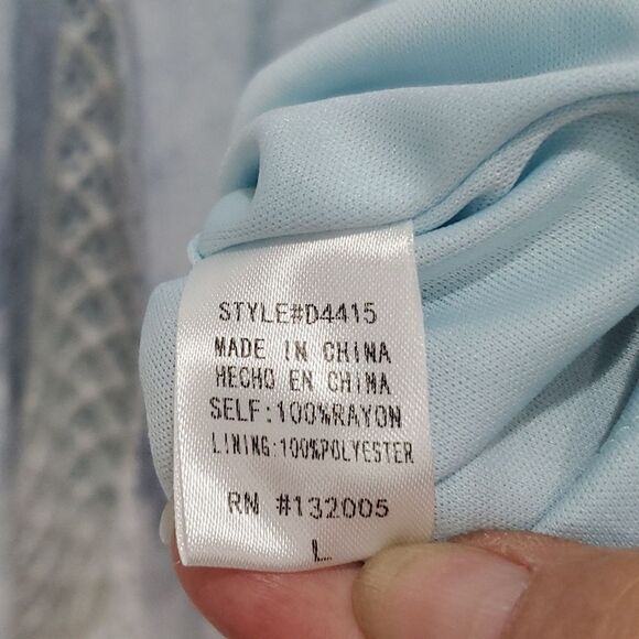 Entro tie dye, Blue, with crochet, flowing rayon dress, Size Large - Picture 5 of 6